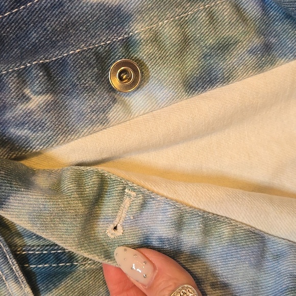 3.1 Phillip Lim Stylish Blue/Green Tie-Dye Denim Jean Jacket - Picture 4 of 11
